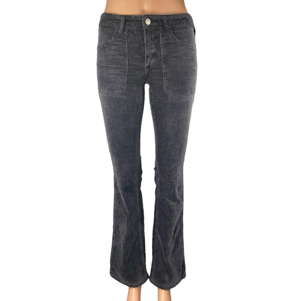 Urban Outfitters The Icon Black Corduroy Low Rise Flared Bootcut Pants Sz 24